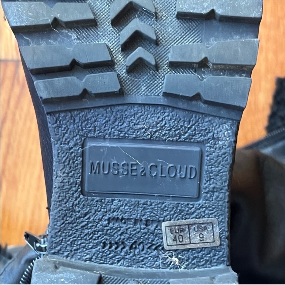 Musse & Cloud Black Lug Sole Fleece Lined Moto Boots EUR 40 / US 9 - Picture 8 of 11